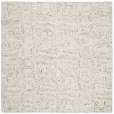 Linsly Geometric Hand Tufted Wool Ivory/Light Blue Area Rug - Image 0