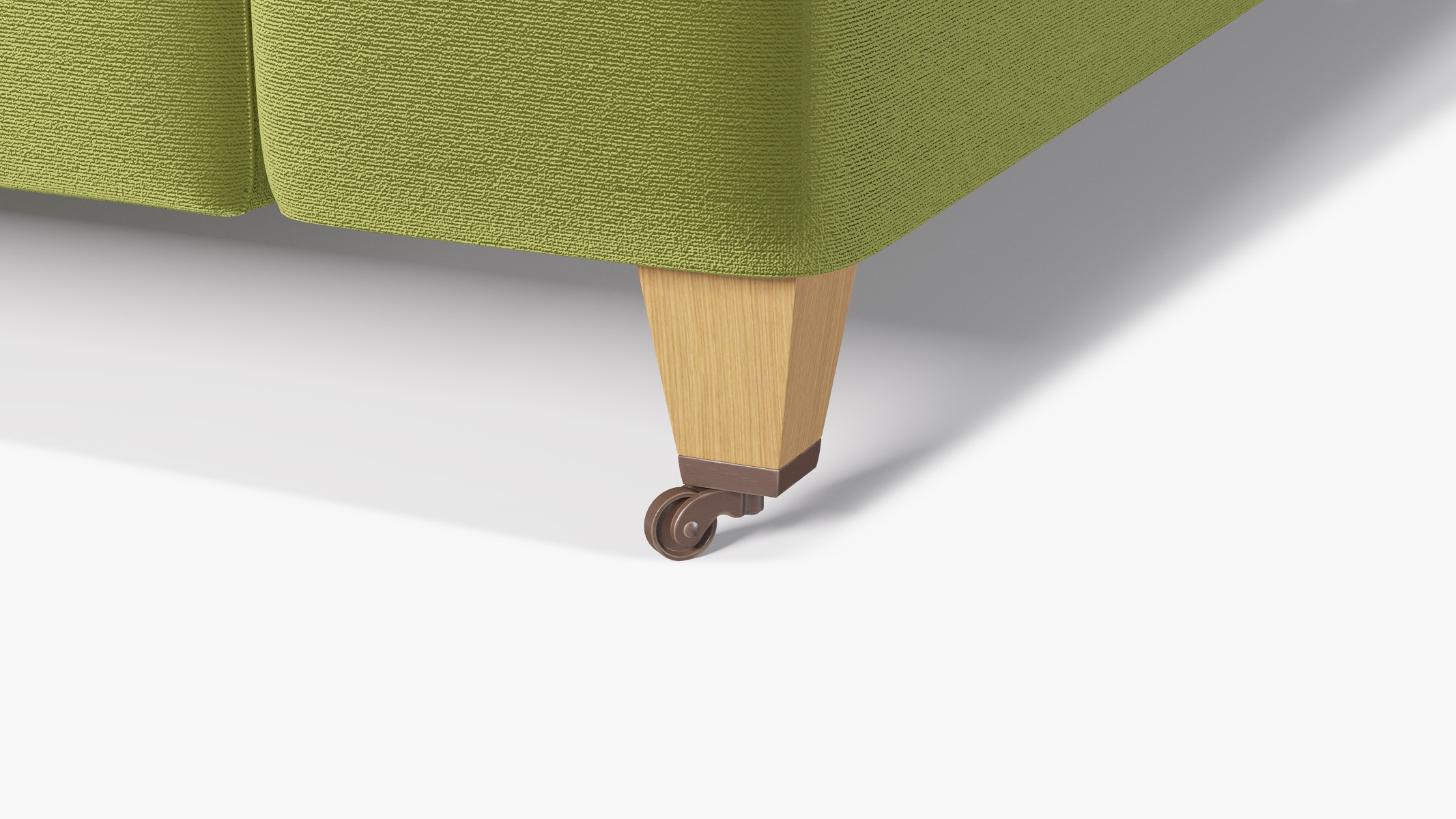 Classic Sofa, Sage Performance Velvet, Natural with Antique Brass Caster - Image 1