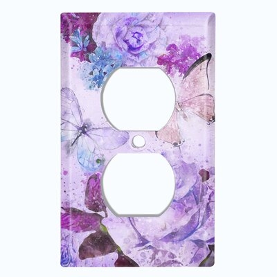 Metal Light Switch Plate Outlet Cover (Flower White Rose Teal - Single Duplex) - Image 0