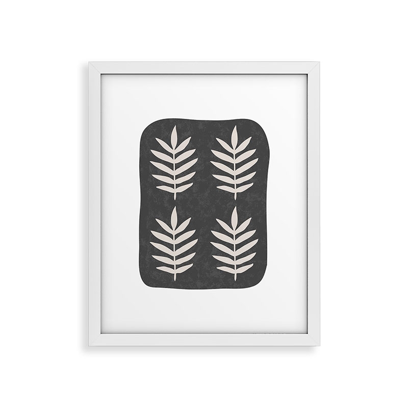 Palm Pattern Black Cream by Pauline Stanley - Framed Art Print Modern White 11" x 14" - Image 0