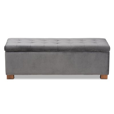 Roanoke Modern And Contemporary Teal Blue Velvet Fabric Upholstered Grid-Tufted Storage Ottoman Bench - Image 0