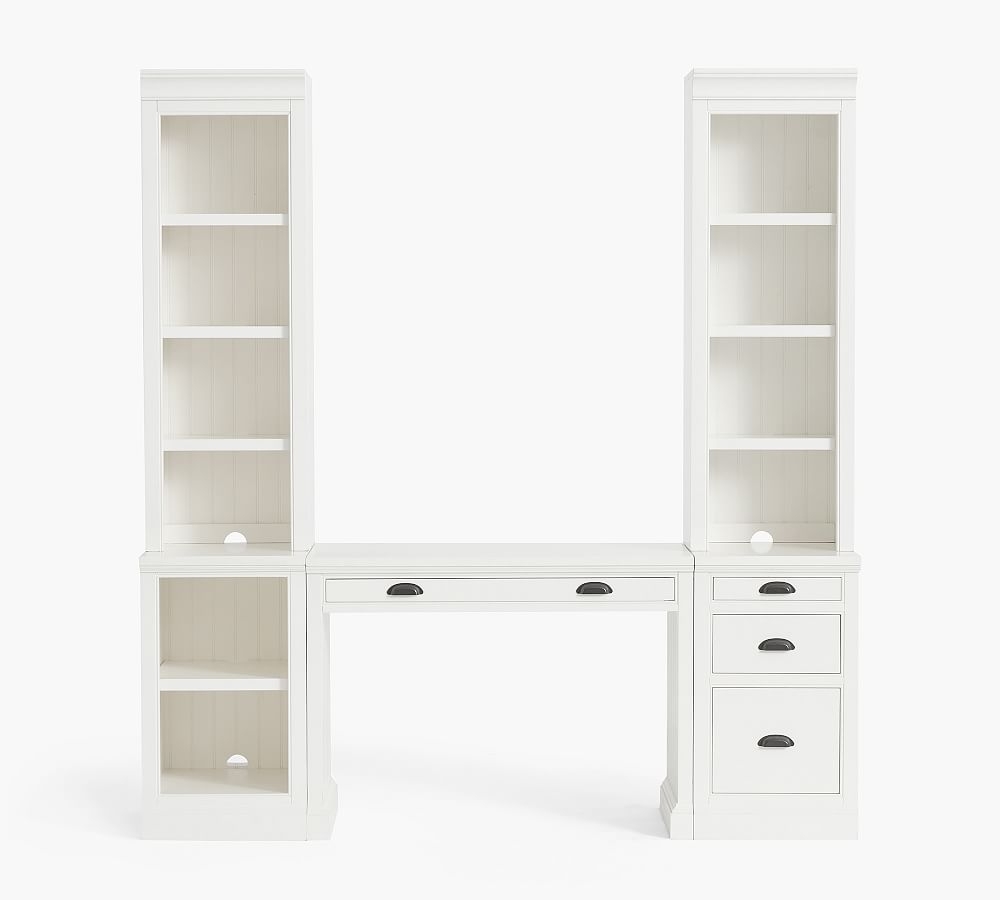 Aubrey 78" Desk with Bookcase & File Cabinet, Dutch White - Image 0