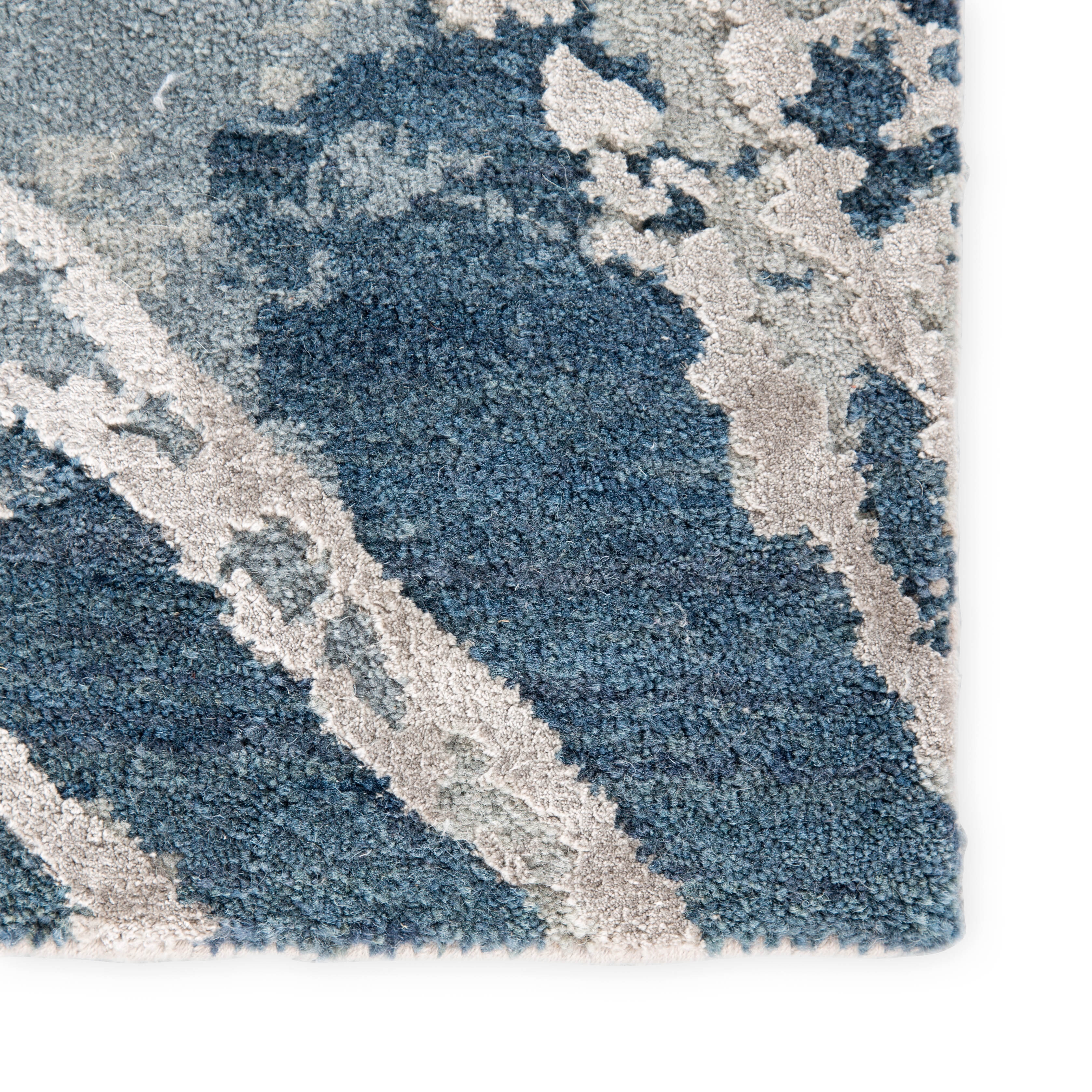 Kavi by Thea Hand-Knotted Abstract White/ Navy Area Rug (2'X3') - Image 3