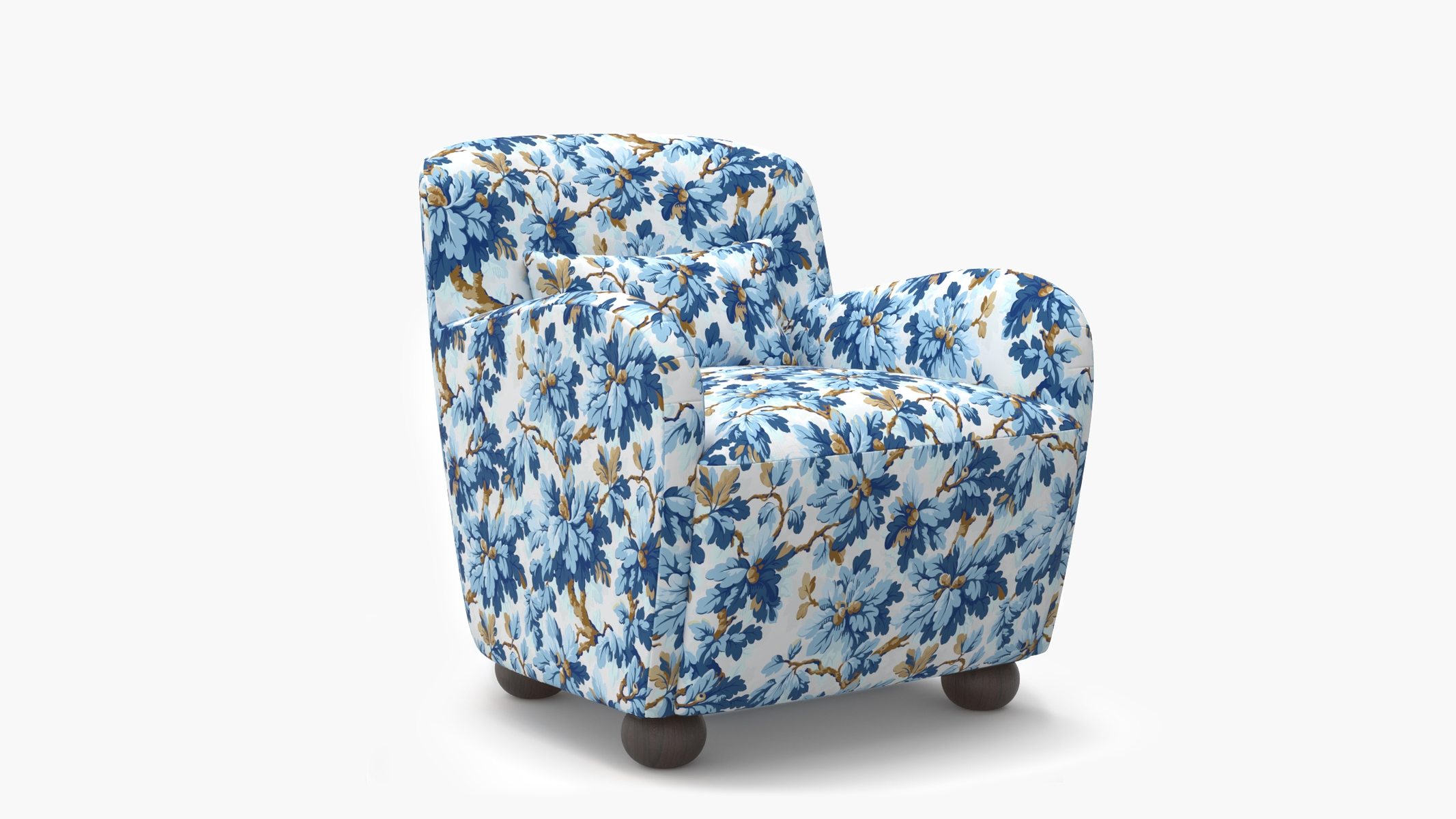 Club Chair, Delft Woodland, Espresso Bun Foot - Image 1