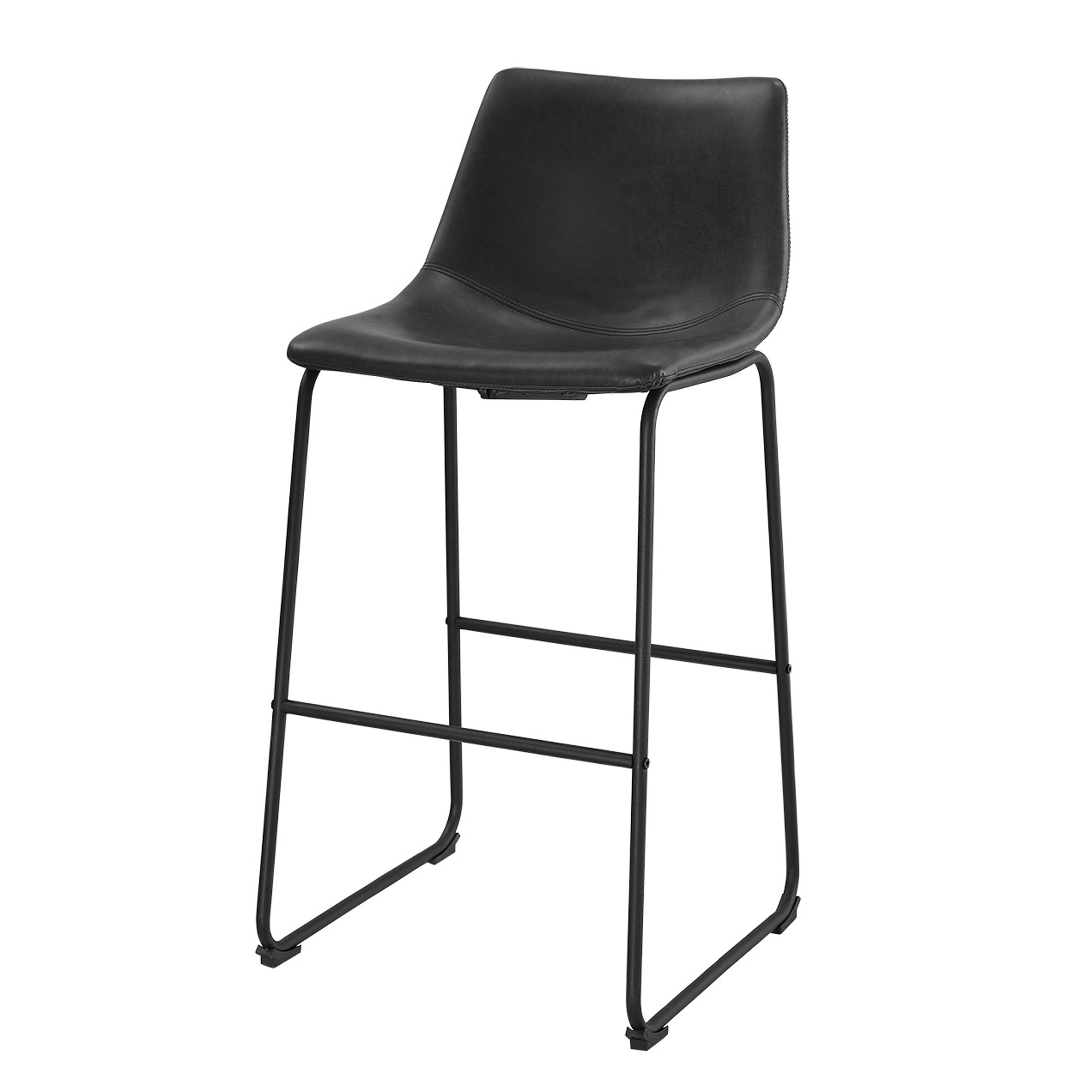 30" Industrial Faux Leather Barstools, Set of 2 - Black - Image 2