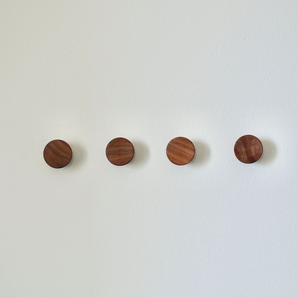 Modern Home Wooden Cone Wall Hook, Wood, Walnut, Set Of 4 - Image 0