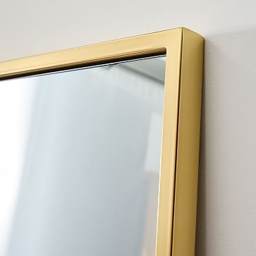 Metal Framed Narrow Floor Mirror, Antique Brass - Image 2