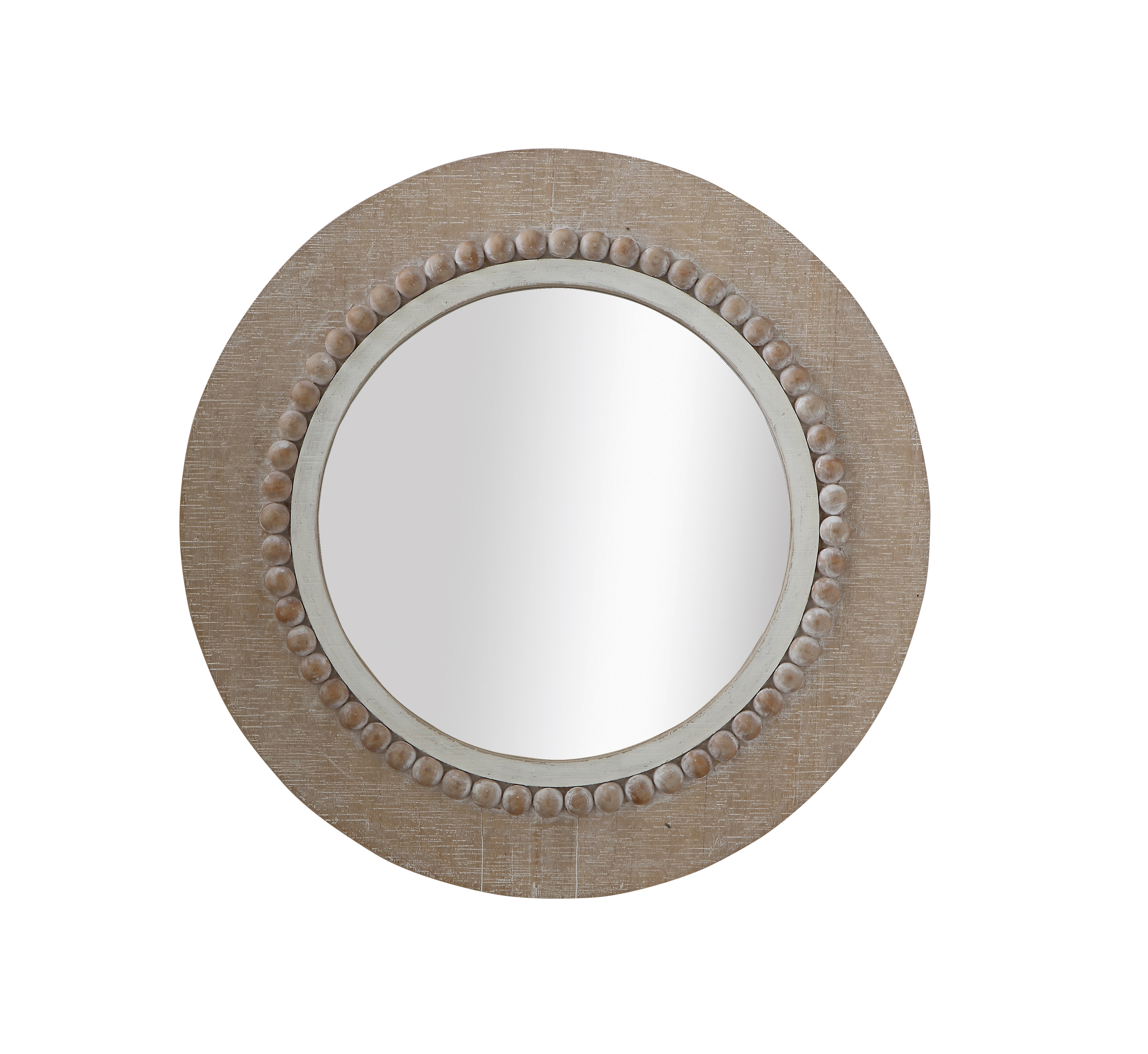 Round Decorative Wood Wall Mirror - Image 0