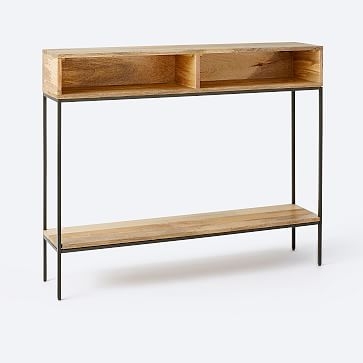 Industrial Storage Pop-Up Coffee Table, Skinny Console & Side Table Set, Raw Mango - Image 2