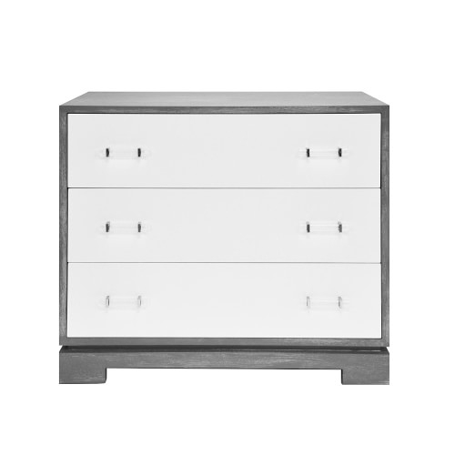 La Jolla 3 Drawer Dresser, Oak, Grey, Acrylic/Polished Nickel - Image 0