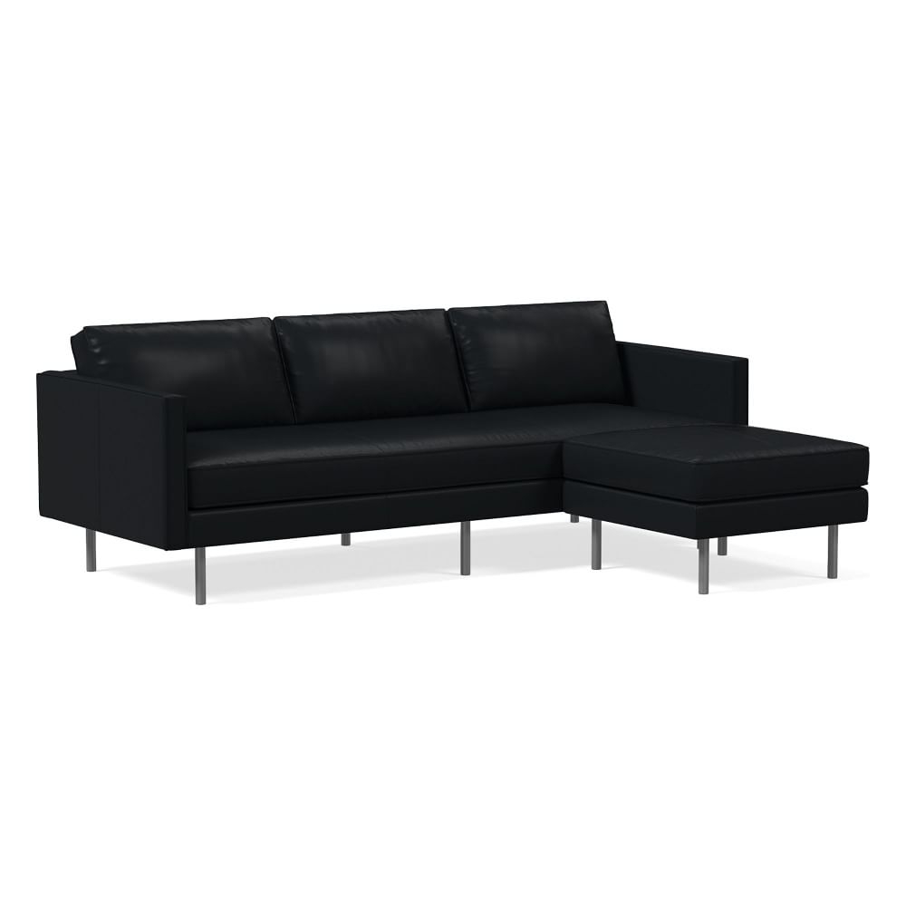 Axel 89" Reversible Sectional, Sierra Leather, Licorice, Metal - Image 0