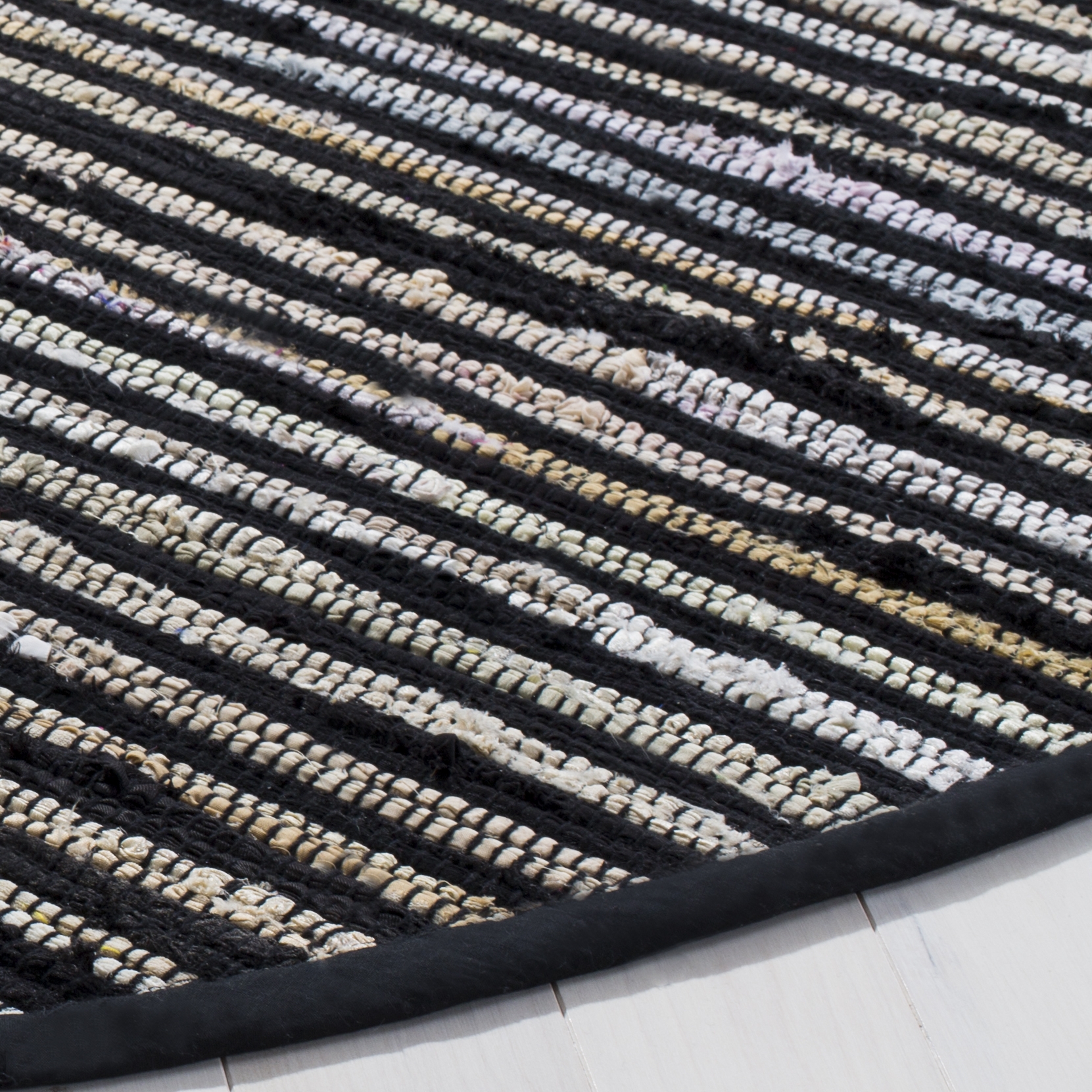 Arlo Home Hand Woven Area Rug, RAR130Q, Black/Multi,  6' X 6' Round - Image 2