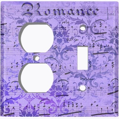 Metal Crosshatch Light Switch Plate Outlet Cover (Music Note Wallpaper Red  - (L) Single Duplex / (R) Single Toggle) - Image 0