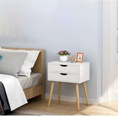 Storage Cabinet Bedroom Bedside Locker Double Drawer Nightstand - Image 0