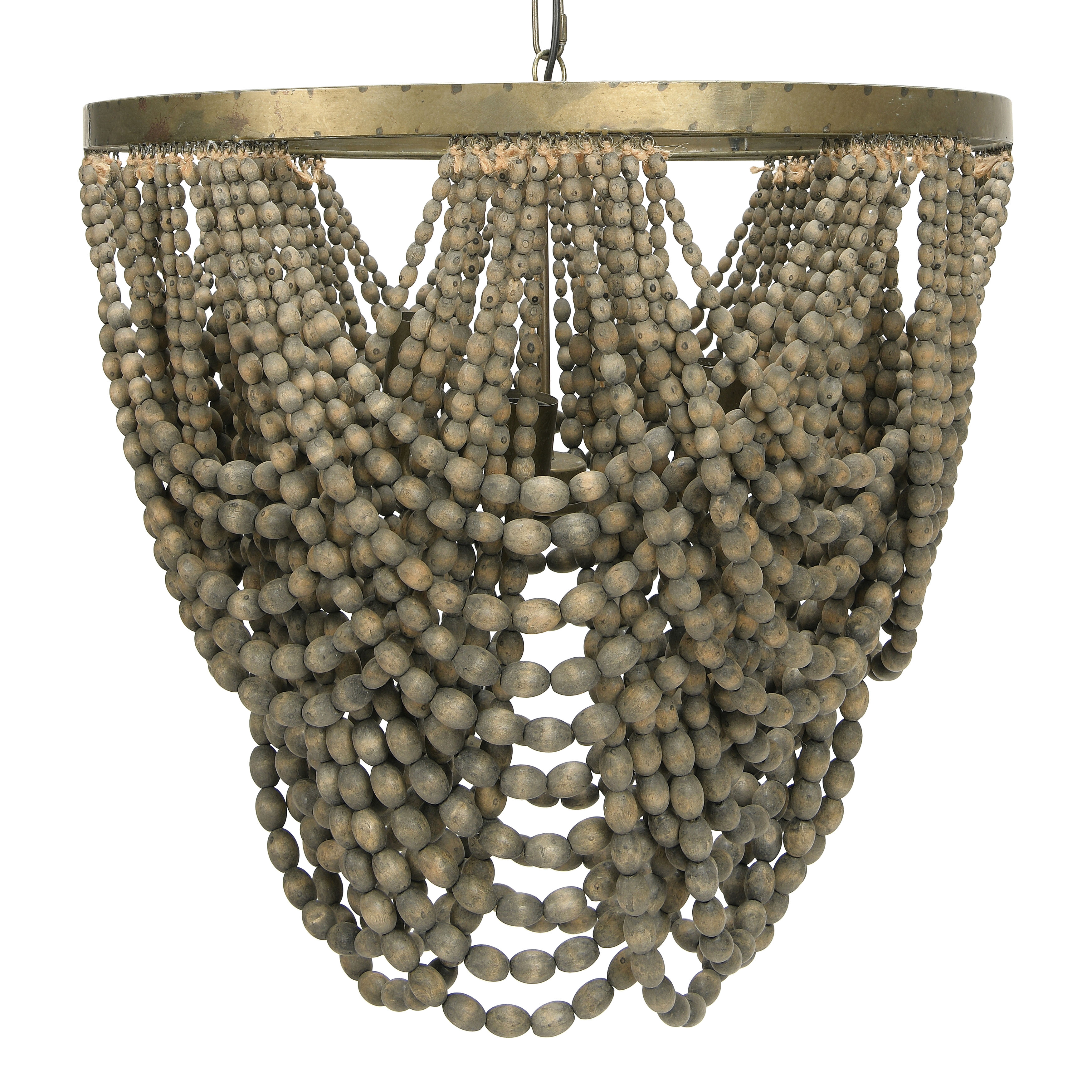 2-Tier Draped Wood Bead Chandelier - Image 0