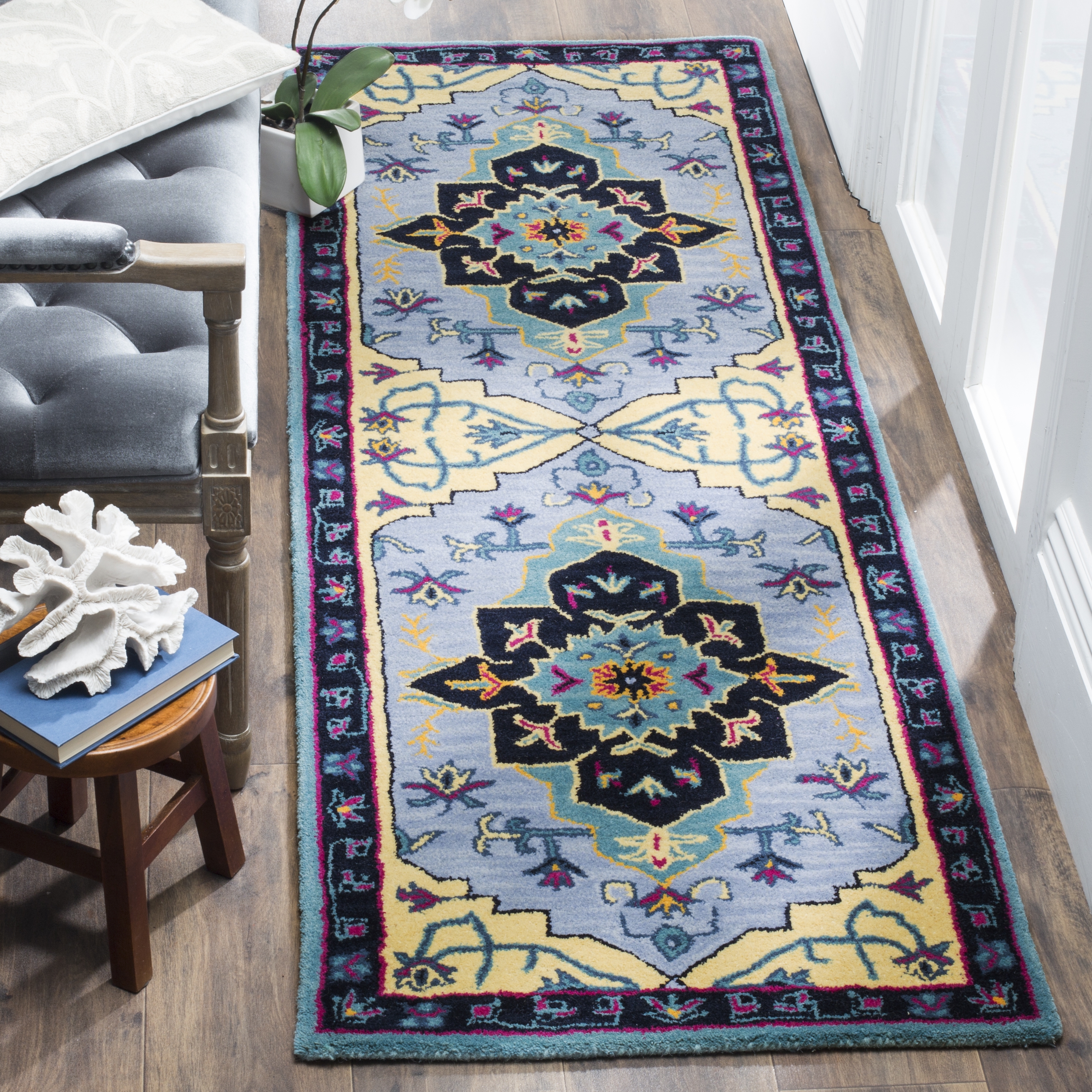 Arlo Home Hand Tufted Area Rug, BLG506B, Light Blue/Multi,  2' 3" X 7' - Image 0