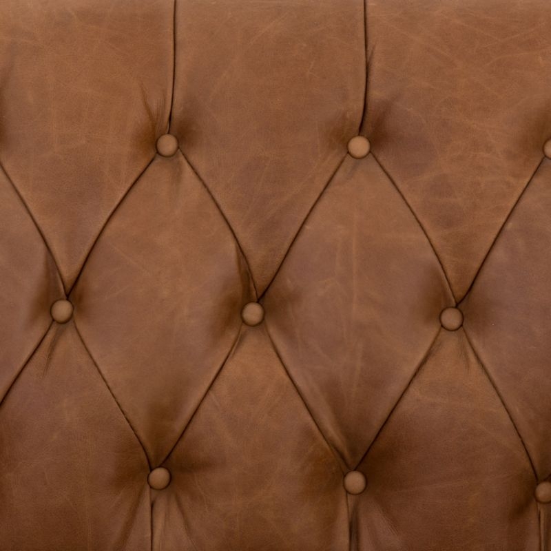 Rollins Natural Washed Camel Leather Button Tufted Sofa - Image 7