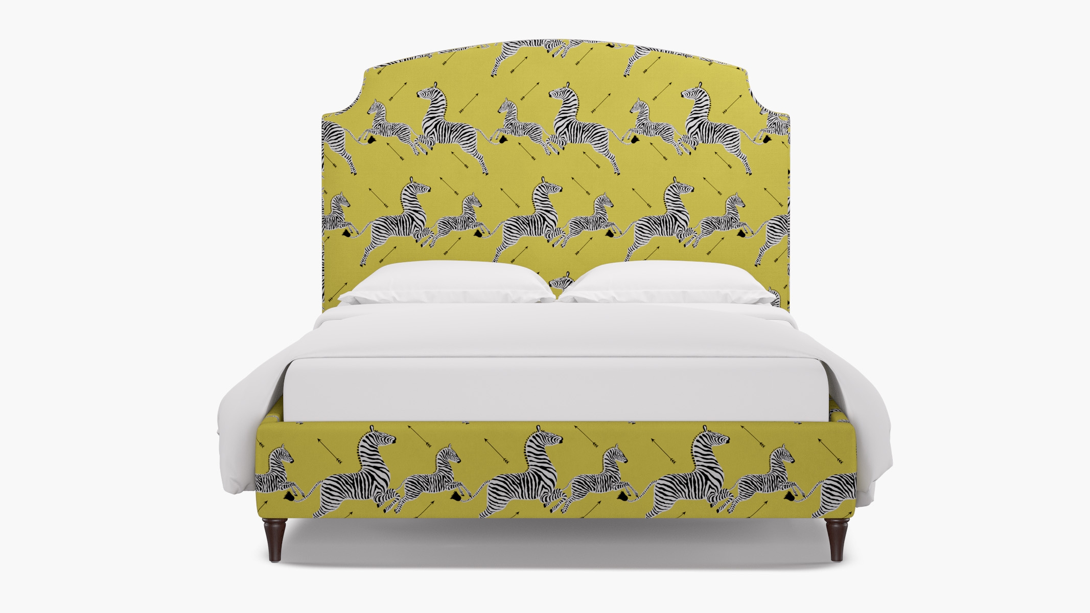 Cove Bed, Yellow Zebra, Espresso Decorative Tapered Leg, Queen - Image 0