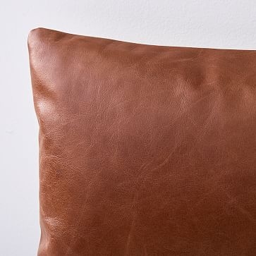 Leather Pillow Cover, 20"x20", Saddle - Image 1