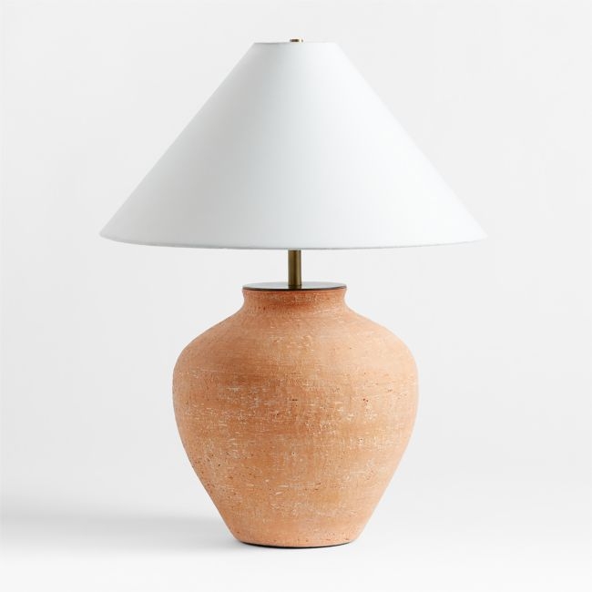 Corfu Terracotta Table Lamp with Tapered Shade 26.6" - Image 0