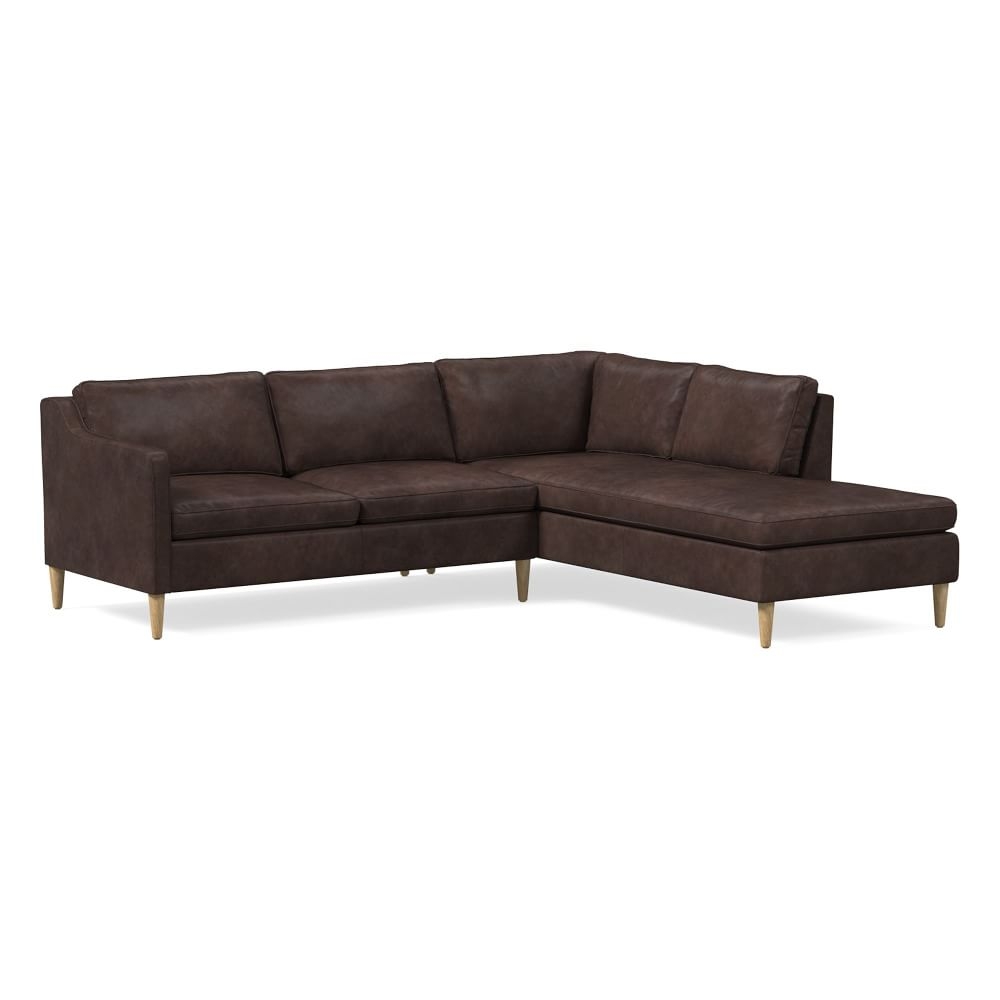 Hamilton 98" Right 2-Piece Bumper Chaise Sectional, Charme Leather, Mocha, Almond - Image 0