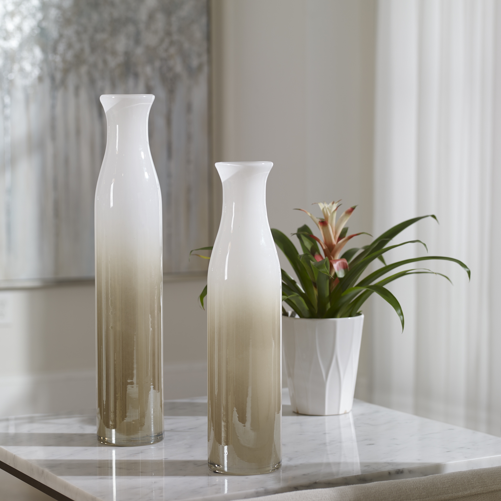 Blur Ivory Beige Vases, S/2 - Image 0