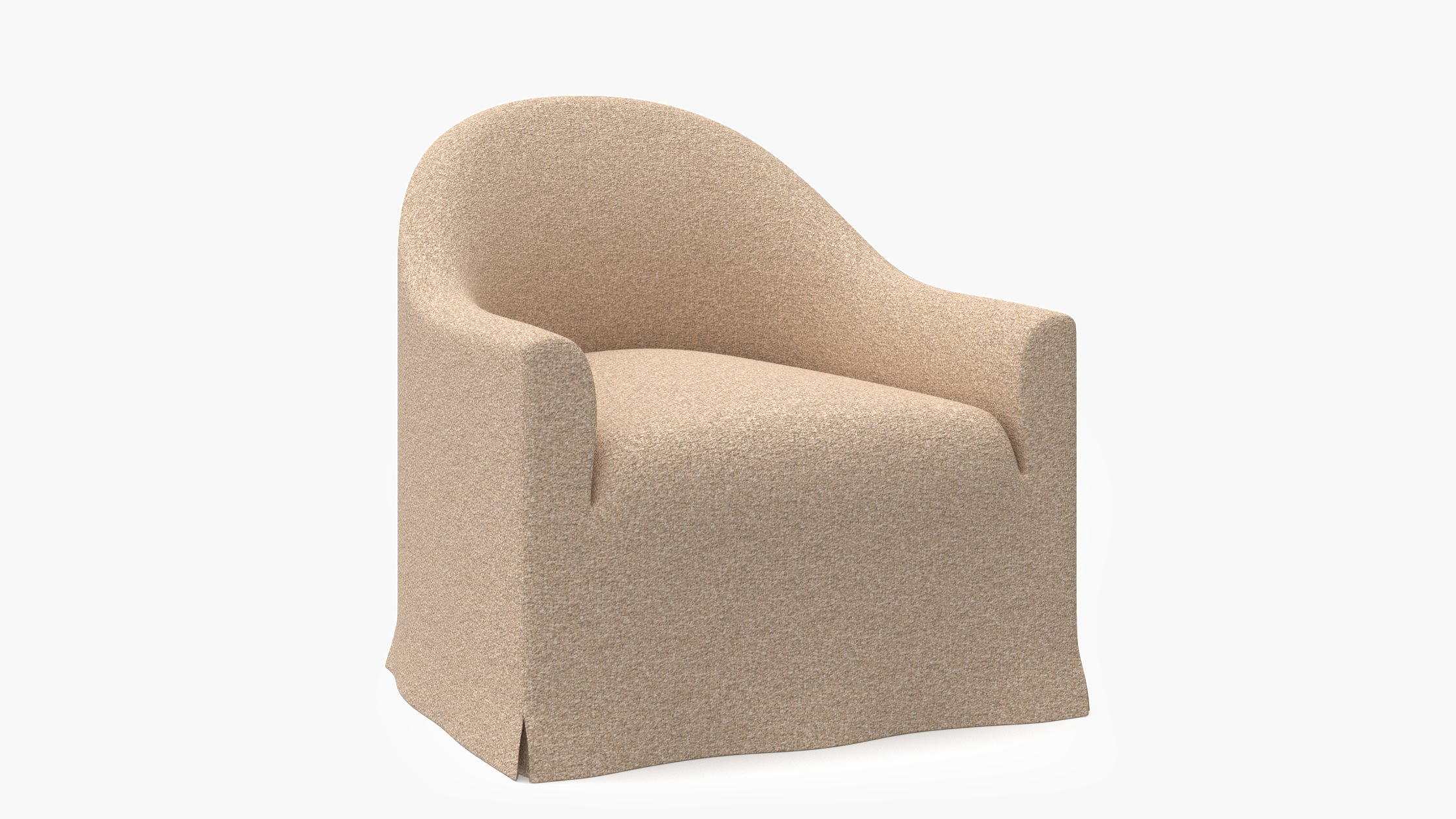 Slipcover Swivel Chair, Buff Boucle - Image 1