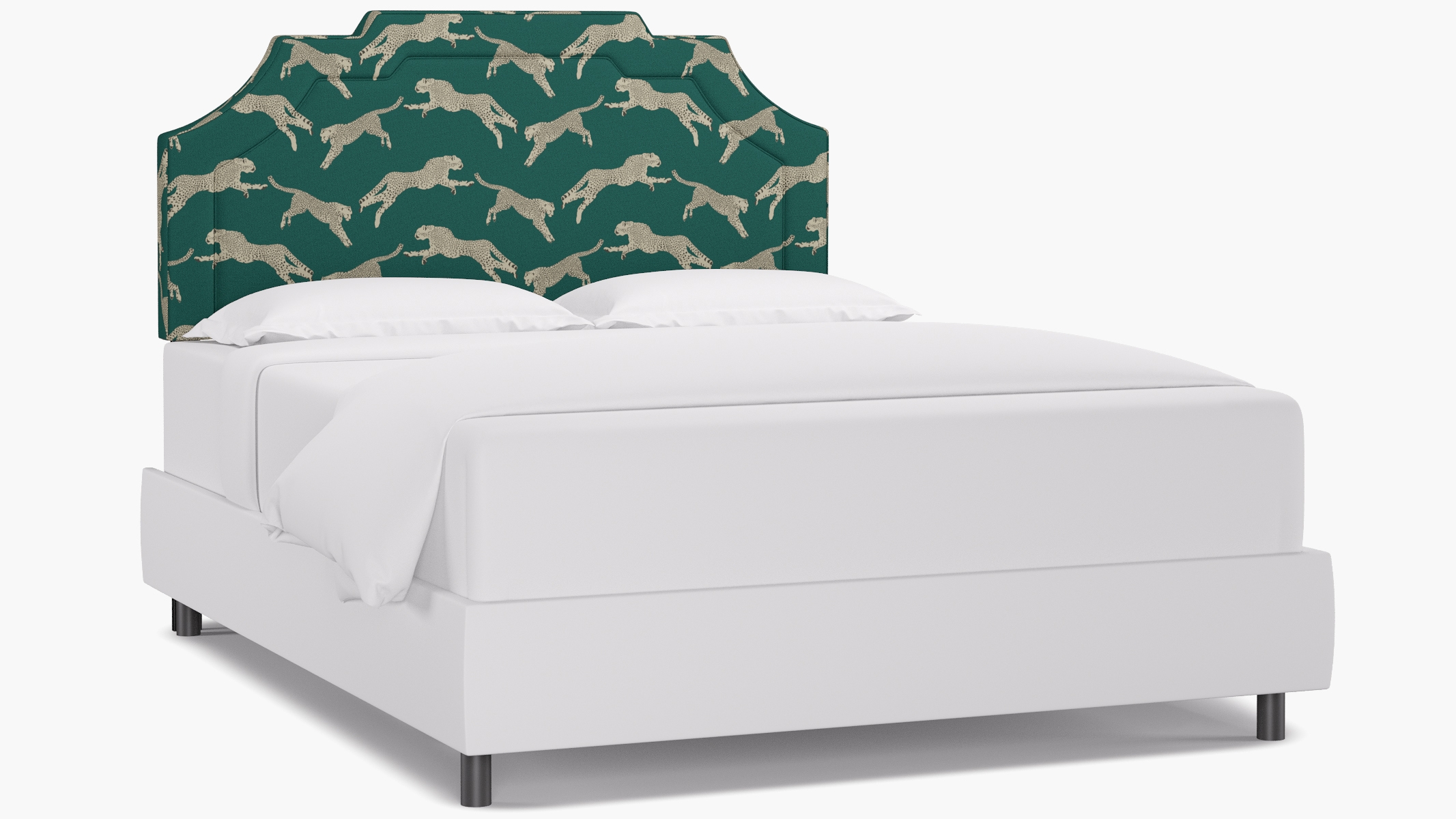 Art Deco Headboard, Polo Green Cheetah, Queen - Image 0