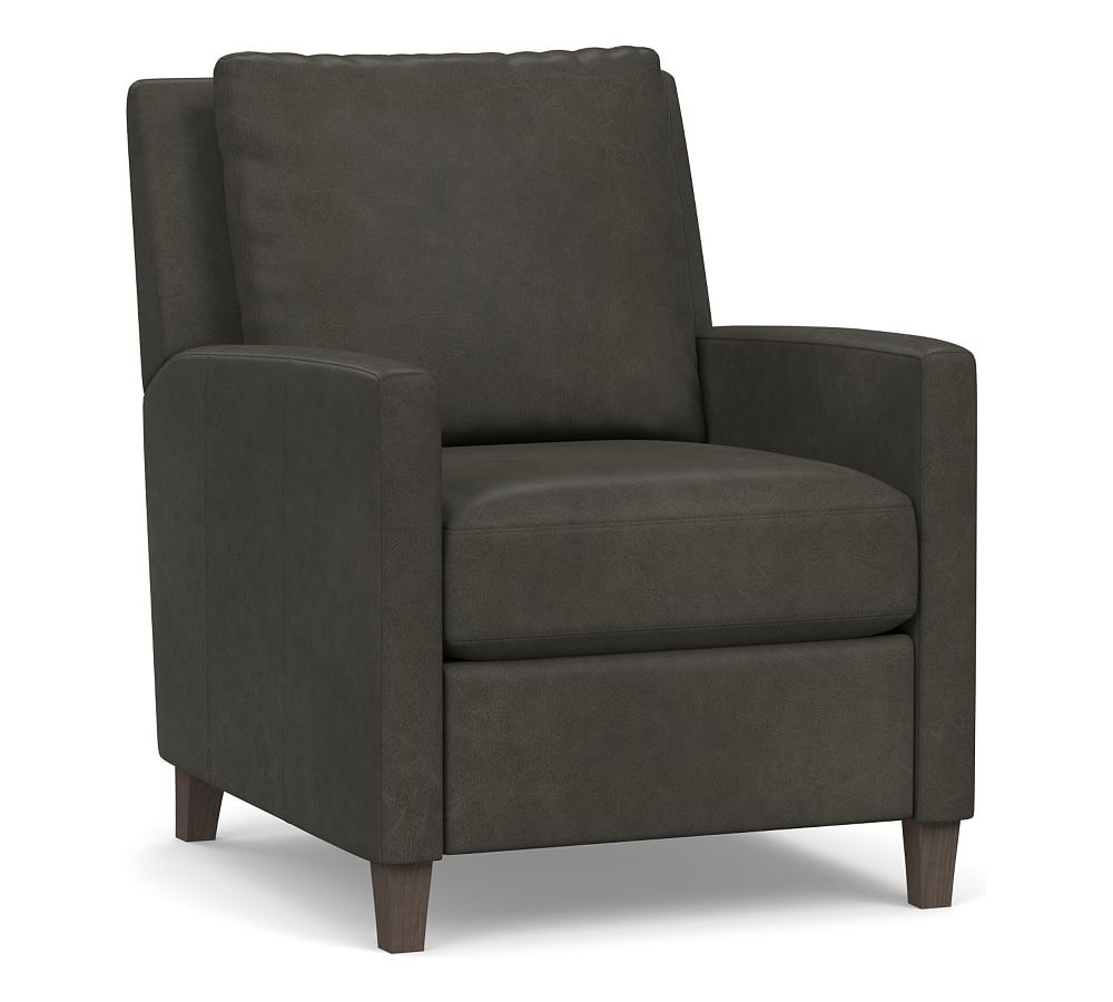 Felix Leather Recliner, Polyester Wrapped Cushions, Churchfield Ebony - Image 0