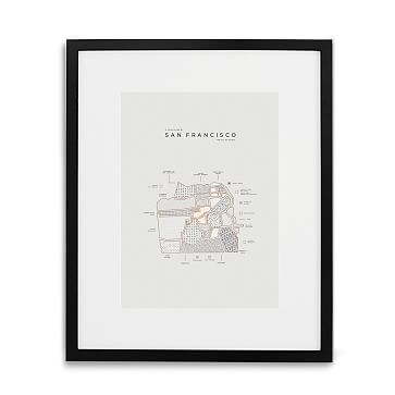 San Francisco Letterpressed Map Print, Natural Frame, 16"x20" - Image 1