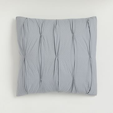 Pintuck Stripe Duvet, Euro Sham Set, Arctic Blue/White - Image 0