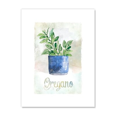 'Potted Oregano Cooking Herbs' - Unframed Painting Print on Paper - Image 0