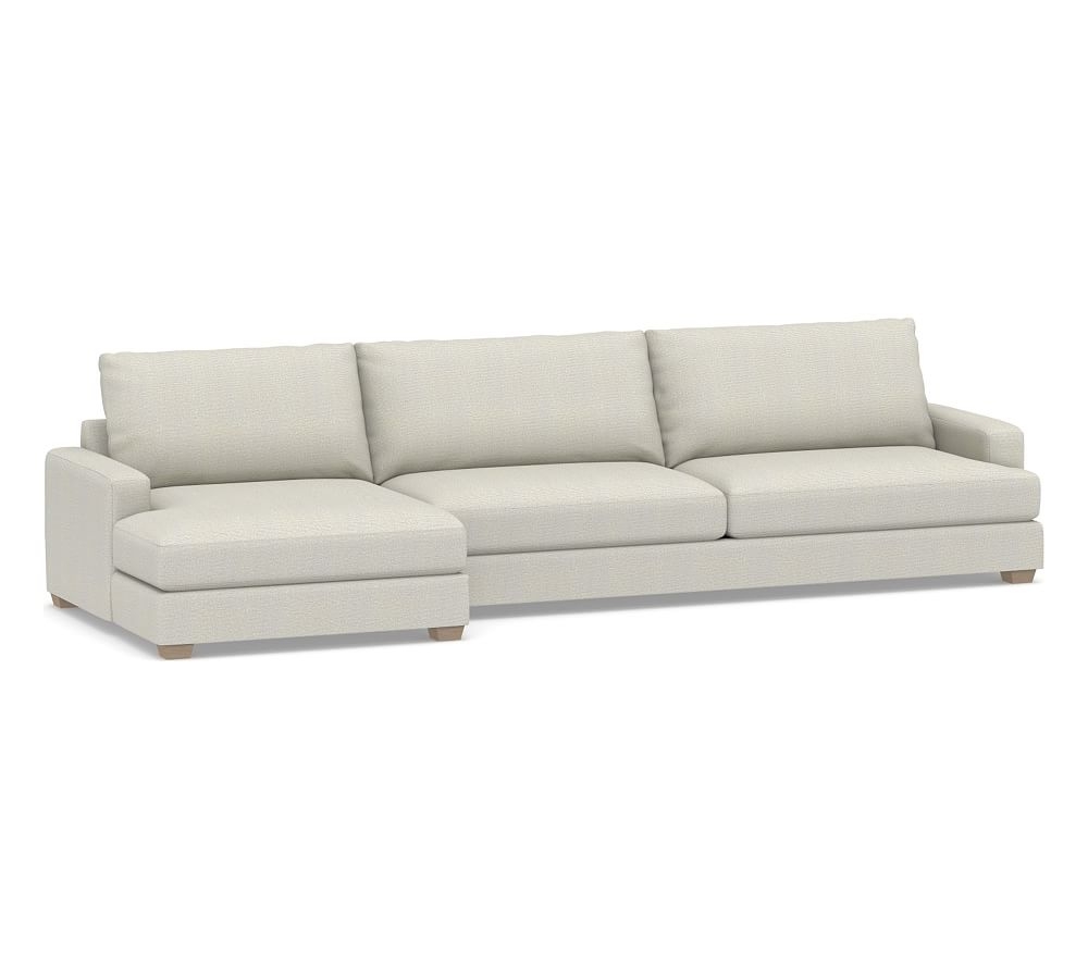 Canyon Square Arm Upholstered Right Arm Sofa with Double Chaise SCT, Down Blend Wrapped Cushions, Performance Heathered Basketweave Dove - Image 0