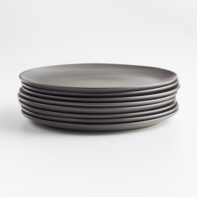 Craft Charcoal Flat Dinner Plates, Set of 8 - Image 0