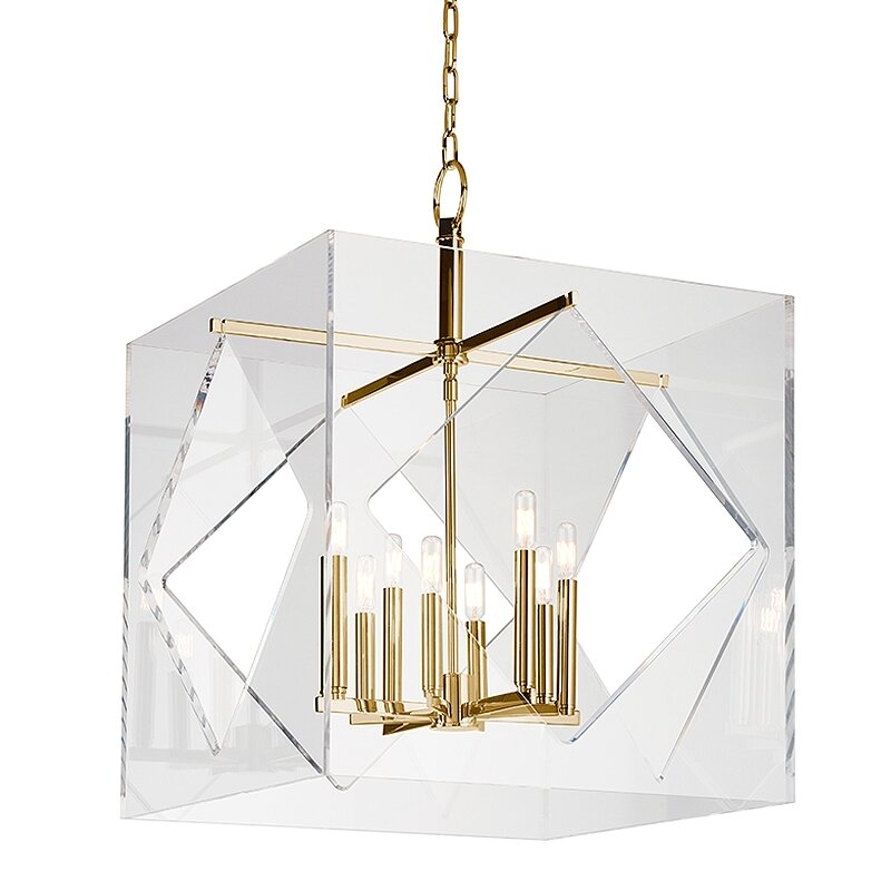  Travis 8 - Light Candle Style Rectangle / Square Chandelier Finish: Aged Brass, Size: 32" H x 24" W x 24" D - Image 0