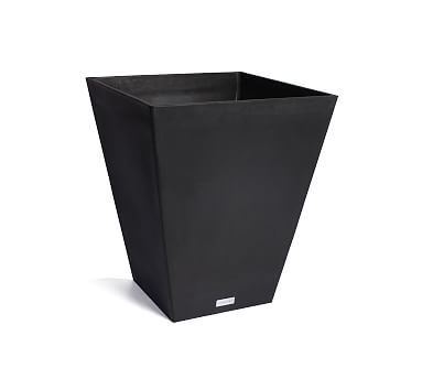 All Weather Eco Hevea Tapered Cube Short Planter, Black - 18" - Image 0