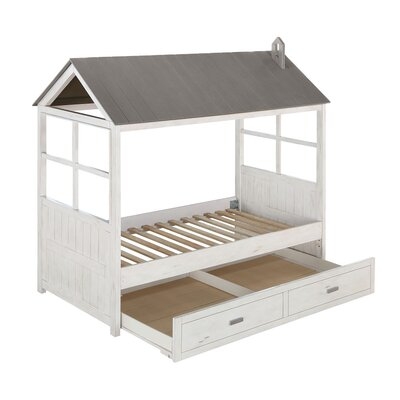 Double Bed In Orchard Tree House, Grey Children's Bed, 2-Drawer Youth Bed - Image 0
