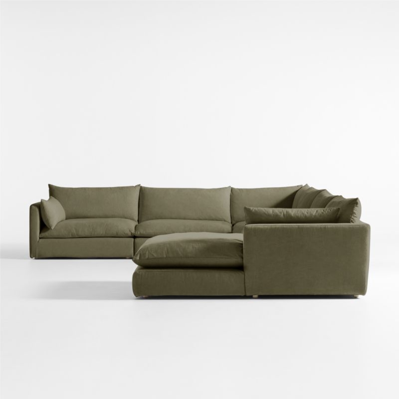 Unwind Modular 6-Piece L-Shaped Slipcovered Sectional Sofa with Chaise Lounge - Image 5