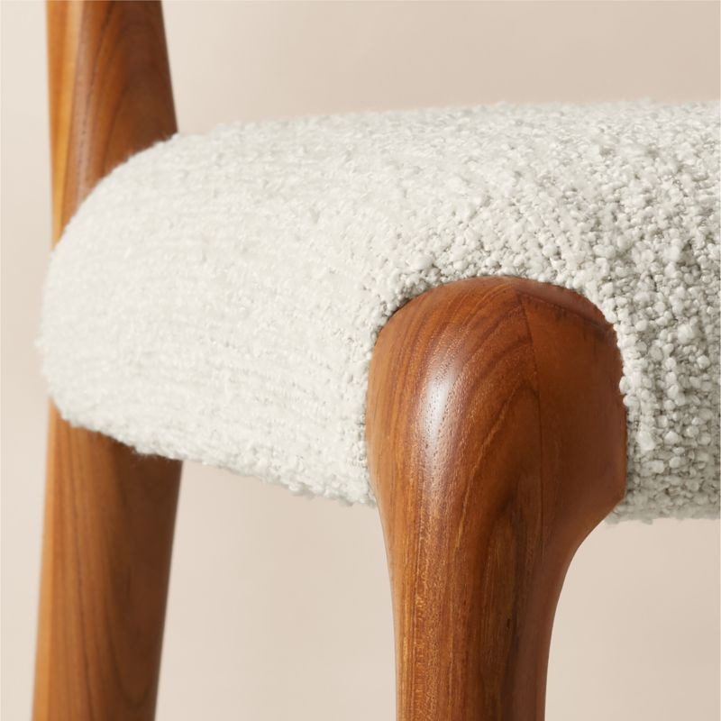 Savanna Teak Wood and Warm White Boucle Counter Stool - Image 4