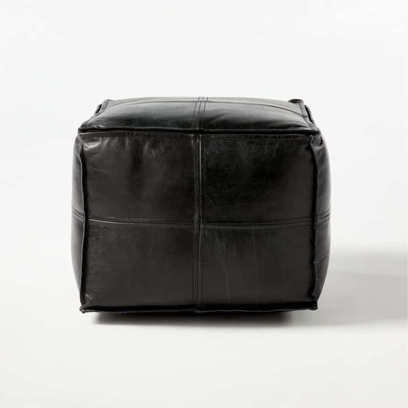 Leather Square Black Pouf - Image 3