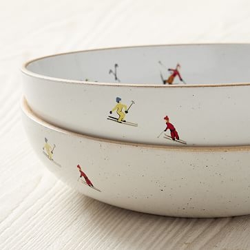Holiday Skiers Cereal Bowl, Stoneware, Skier, Each - Image 3