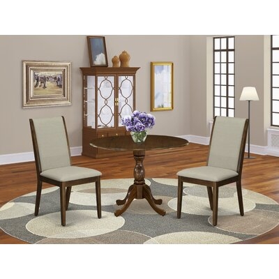 Alcott Hill® Tathana-AWA-05 3 Piece Dinette Sets - 1 Wood Dining Table And 2 Grey Parsons Chair - Acacia Walnut Finish - Image 0