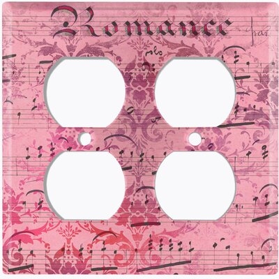 Metal Crosshatch Light Switch Plate Outlet Cover (Music Note Wallpaper Red  - Double Duplex) - Image 0