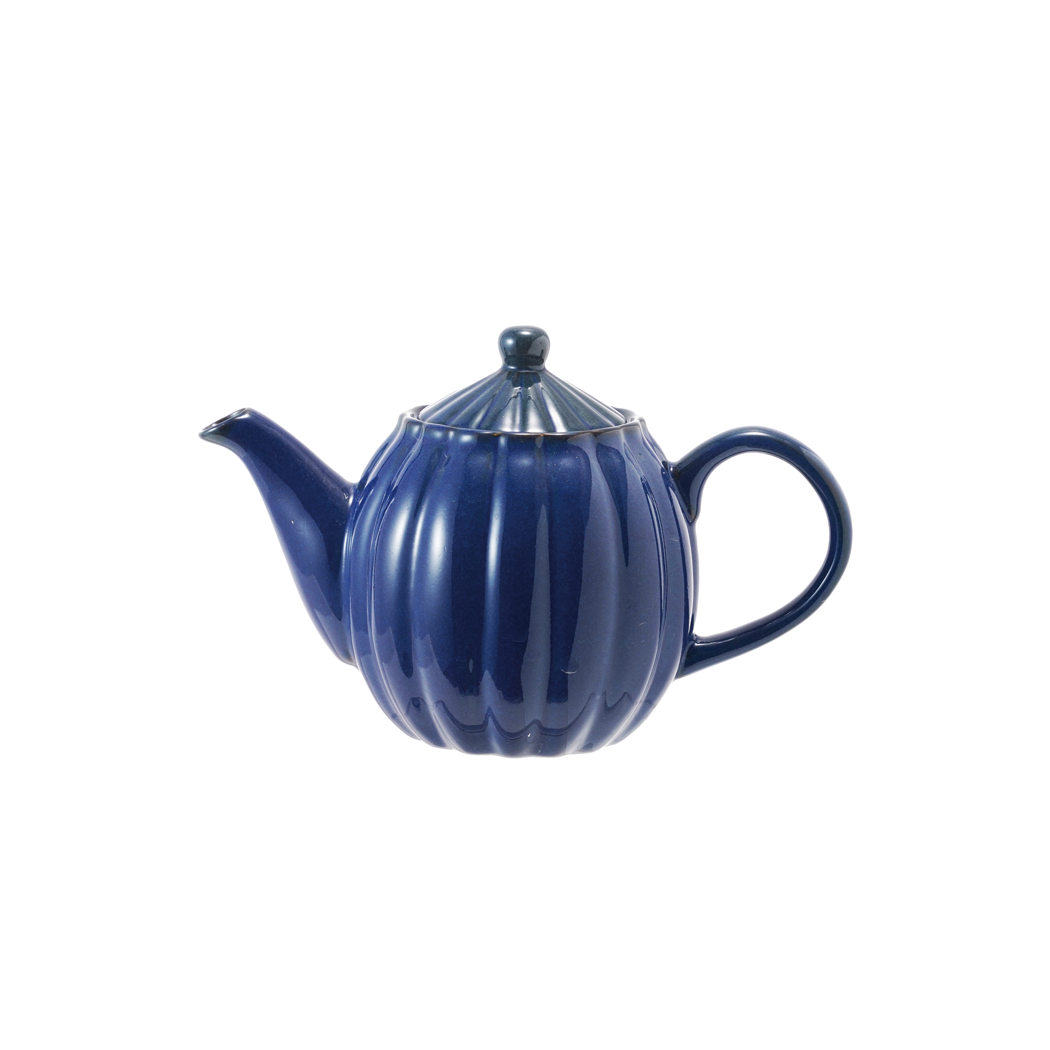 34-Ounce Stoneware Ribbed Teapots with Reactive Glaze, Blue - Image 0