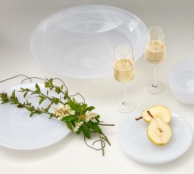 Alabaster Glass Dinner Plates, Set of 4 - White - Image 3