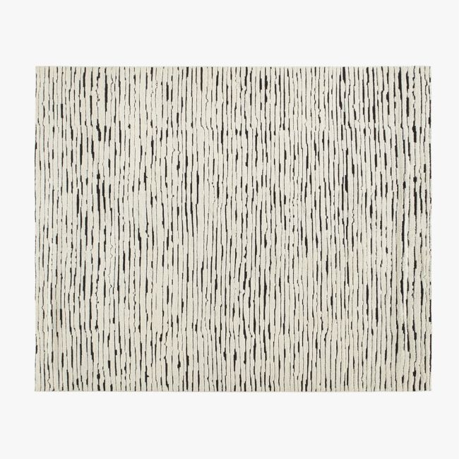Levit Hand-Knotted Black and White New Zealand Wool Area Rug 8'x10' - Image 0