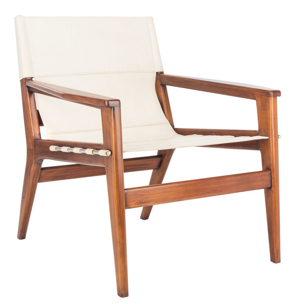 Culkin Leather Sling Chair - White - Safavieh - Image 2