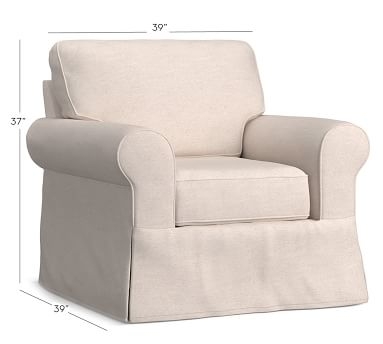 Buchanan Roll Arm Slipcovered Armchair, Polyester Wrapped Cushions, Performance Heathered Basketweave Alabaster White - Image 1