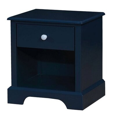 Transitional 1 Drawer Wooden Nightstand With Open Compartment, Blue - Image 0