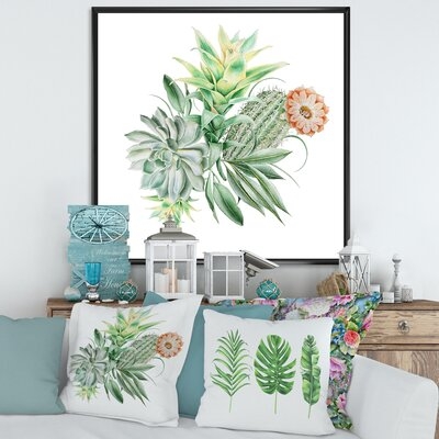 Bouquet With Cactus And Succulents - Traditional Canvas Wall Art Print-FDP37130 - Image 0